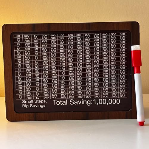 Eitheo Wooden Piggy Bank | 1 Lakh Money Saving Box with Numbers | Money Saving Challenge Box | Wood Money Bank for Adults & Kids | Cash Box | Savings Box with Counter | Money Treasure Box - Image 2