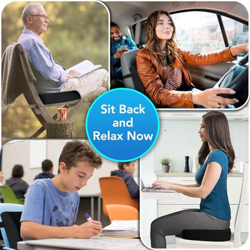 QUTOOL Seat Cushion & Lumbar Support Pillow for Office Chair, Car, Wheelchair Memory Foam Desk Chair Cushion for Sciatica, Lower Back & Tailbone Pain Relief Desk Pad with Adjustable Strap 3D Washable Cover - Image 4