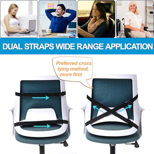 QUTOOL Seat Cushion & Lumbar Support Pillow for Office Chair, Car, Wheelchair Memory Foam Desk Chair Cushion for Sciatica, Lower Back & Tailbone Pain Relief Desk Pad with Adjustable Strap 3D Washable Cover - Image 5