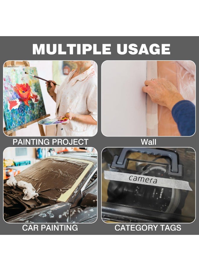 شريط لاصق أسود للتغطية، 2.5 سم × 32 م، لفتين، شريط رسامين للطلاء، مستلزمات المنزل والمكتب والمدرسة، للحرف الفنية والزخرفة - Image 5