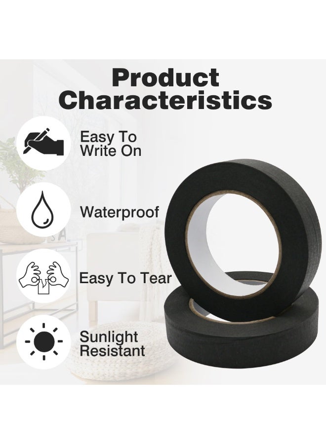 شريط لاصق أسود للتغطية، 2.5 سم × 32 م، لفتين، شريط رسامين للطلاء، مستلزمات المنزل والمكتب والمدرسة، للحرف الفنية والزخرفة - Image 3