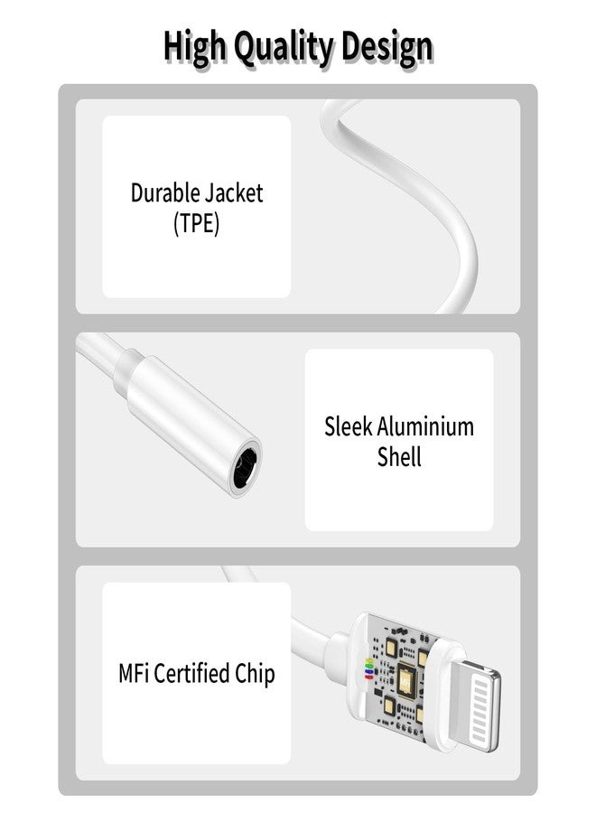 DESOFICON Apple MFi Certified Lightning to 3.5 mm Headphone Jack Adapter for iPhone 14, 2 Pack Headphone Adapter AUX Audio Converter Dongle for iPhone 14 Pro Max 13 12 11 XS XR X 8 7 iPad - Image 2