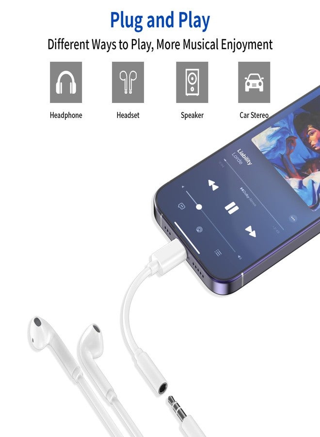 DESOFICON Apple MFi Certified Lightning to 3.5 mm Headphone Jack Adapter for iPhone 14, 2 Pack Headphone Adapter AUX Audio Converter Dongle for iPhone 14 Pro Max 13 12 11 XS XR X 8 7 iPad - Image 3