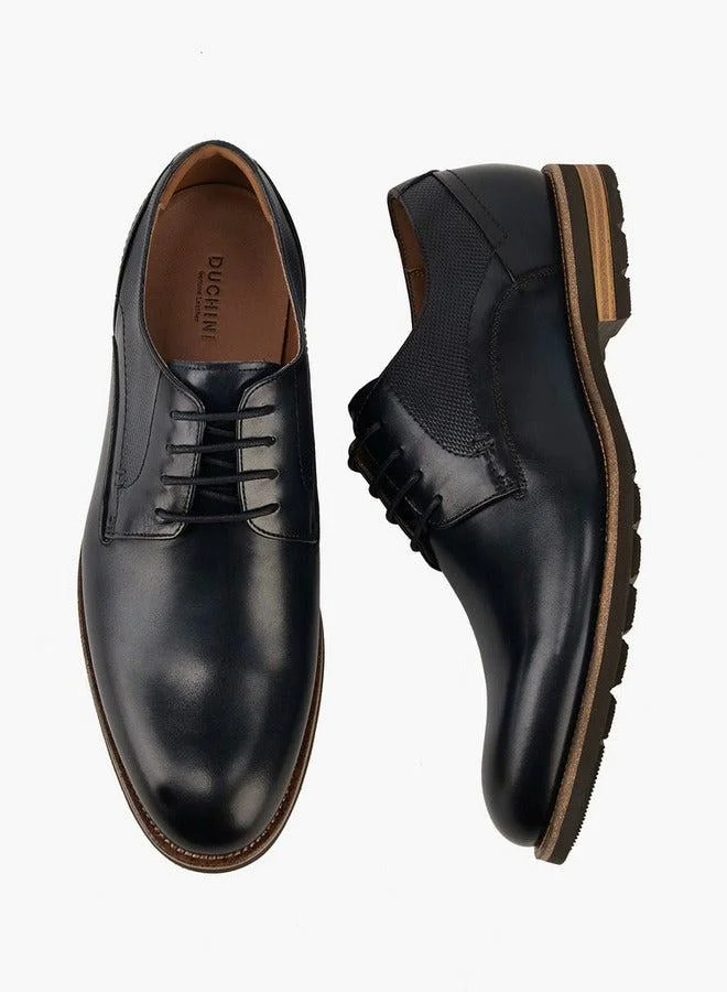 DUCHINI Men's Textured Lace-Up Derby Shoes