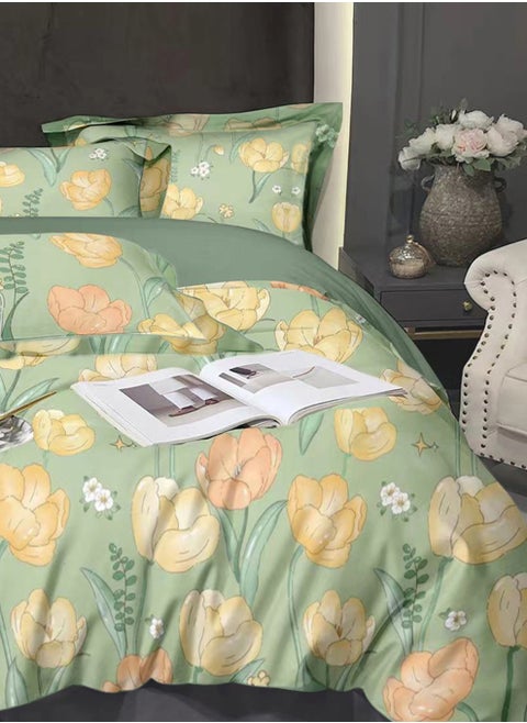 Master Home Textile Velvet  Printed Comforter Sets, 4 Pcs Single Size, Fits 120 x 200 cm Single Size Bed, Soft, Warm