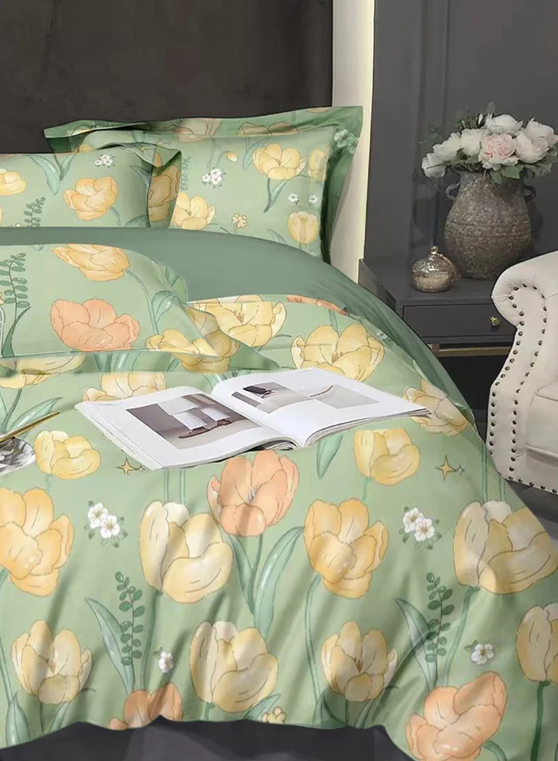 سيد المنسوجات المنزلية طقم لحاف مخملي مزخرف من ماستر هوم، 4 قطع مقاس كوين، يناسب سرير كوين مقاس 160 × 200 سم، ناعم ودافئ