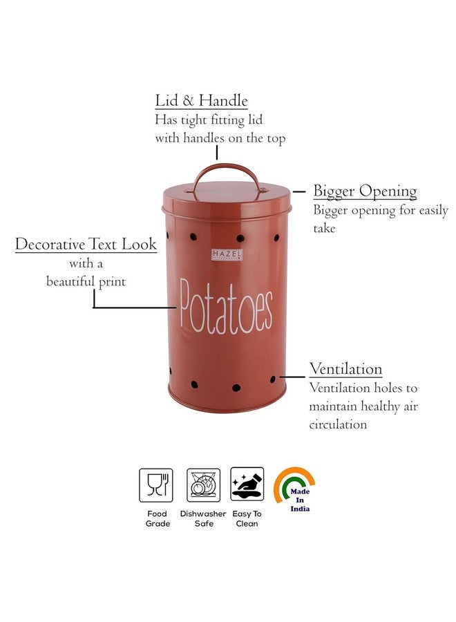 Hazel حاوية تخزين بصل البطاطس هازيل للمطبخ (أحمر، بطاطس) - Image 4