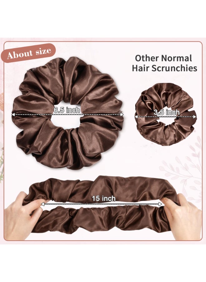CEELGON Dark Brown Big Satin Scrunchie65 Inches Jumbo Scrunchies Silky Hair Ties Oversized Ponytail Holderfor Thick Curly Hair Extra Large Hair Accessories for Women Espresso - Image 4