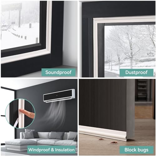 MOPMS Draft Stopper Sweep, Door Weatherproofing Stripping, Window Seal Strip Self-adhisive Soundproof Cuttable Weather Length 6.56 Ft, White - Image 5