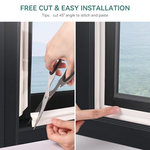 MOPMS Draft Stopper Sweep, Door Weatherproofing Stripping, Window Seal Strip Self-adhisive Soundproof Cuttable Weather Length 6.56 Ft, White - Image 4