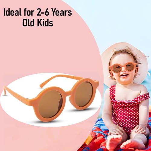 Koochie-Koo Classic Uv 400 Protected Round Shaped Modern Stylish Plastic Sunglass Mirror Sunlight Goggles Eyewear For Kids, 2 To 6 Years (Pack Of 1, Orange, Non-Polarized) Medium - Image 5