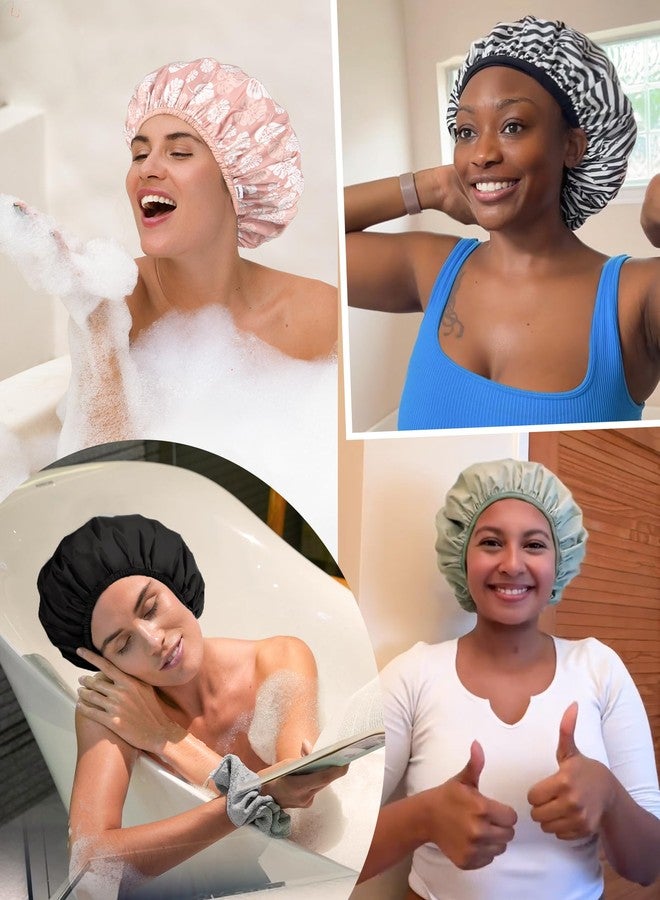 يانيبست قبعة استحمام يانيبست للنساء، مقاومة للماء - قبعات استحمام فاخرة، قبعة شعر قابلة لإعادة الاستخدام، قبعة شعر قابلة للغسل وغير قابلة للانزلاق تناسب معظم أنواع الشعر - Image 5