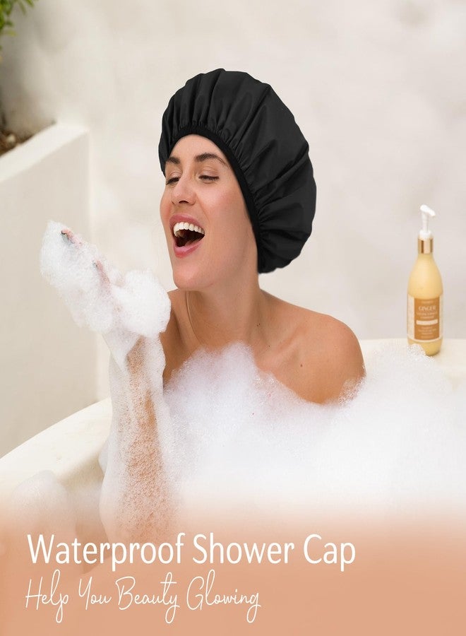 يانيبست قبعة استحمام يانيبست للنساء، مقاومة للماء - قبعات استحمام فاخرة، قبعة شعر قابلة لإعادة الاستخدام، قبعة شعر قابلة للغسل وغير قابلة للانزلاق تناسب معظم أنواع الشعر - Image 2