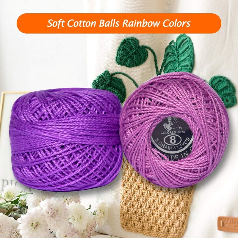 colored bird Crochet Thread 10 Balls Cardinal Size 8 for Crochet Hardanger Cross Stitch Needlepoint Hand Embroidery (Purple Series) - Image 5