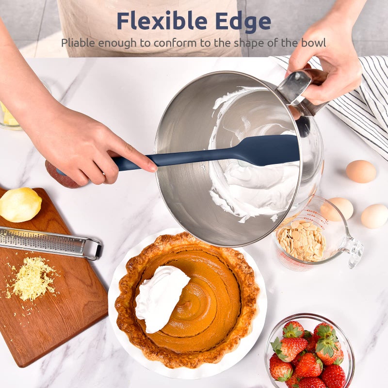 U-Taste 14in Extra Large Silicone Spatula: U-Taste 600F Heat Resistant Flexible Silicon Mixing Stirring Cooking Scraping Baking Bowl Scraper Seamless Spreader for Kitchen Nonstick Cookware (Midnight Blue) - Image 4