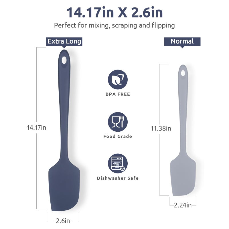 U-Taste 14in Extra Large Silicone Spatula: U-Taste 600F Heat Resistant Flexible Silicon Mixing Stirring Cooking Scraping Baking Bowl Scraper Seamless Spreader for Kitchen Nonstick Cookware (Midnight Blue) - Image 2