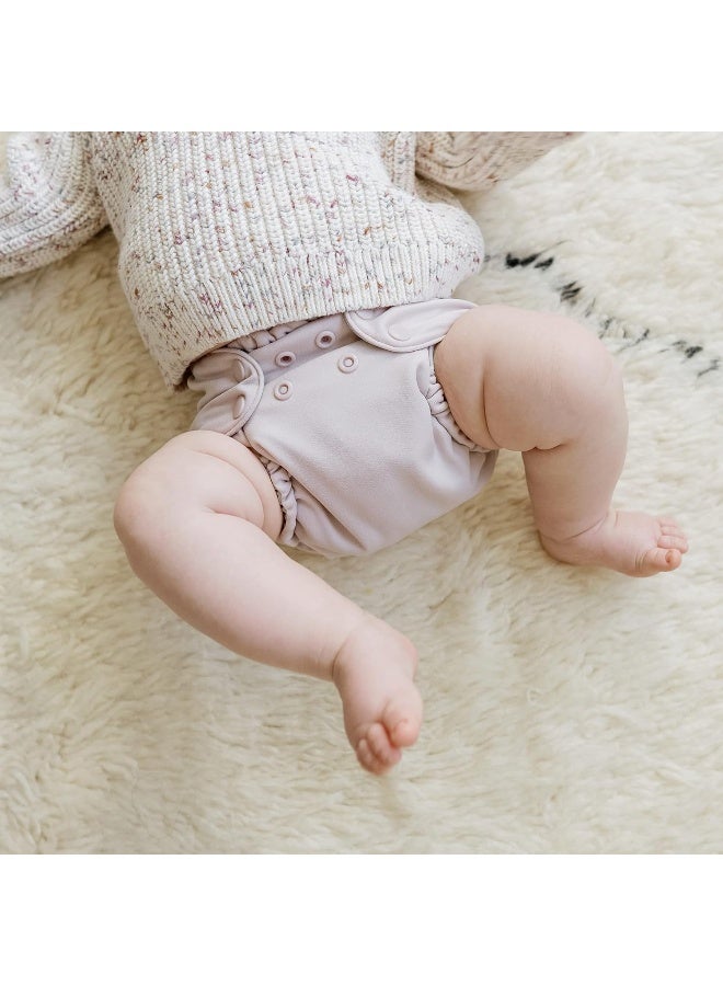 اسمبلي Cloth Diaper Outer, Swim Diaper, Waterproof Cloth Diaper Cover, Leak-Proof and Breathable Layer Over Prefolds, Flats or Fitteds, Reusable Diaper with Snap Closure - Size 2 (18-35lbs), Amethyst - Image 2