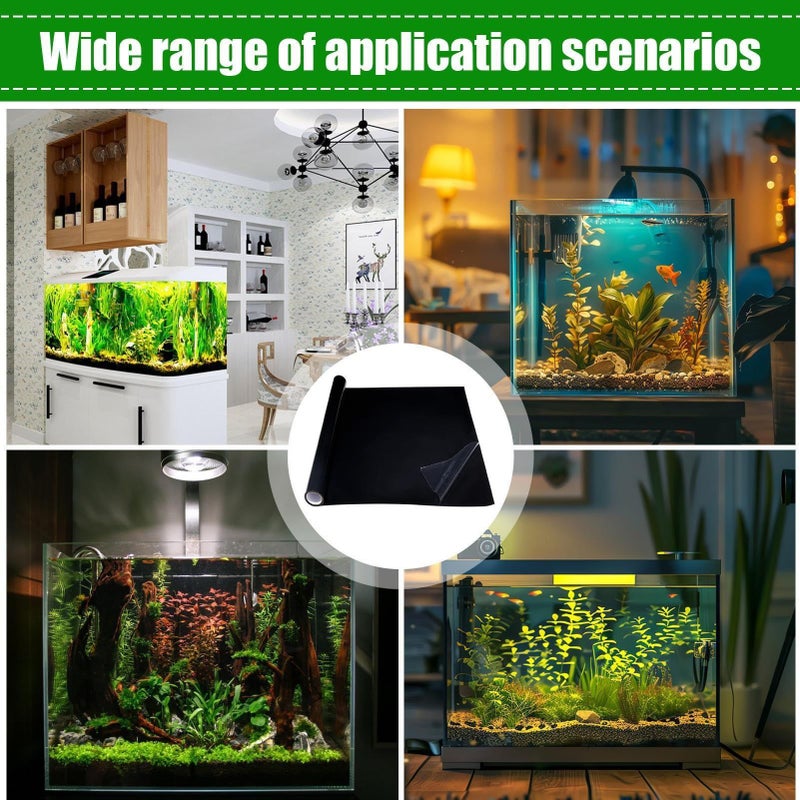 Black 30x300cm Fish Tank Background Static Cling Backdrop Decorate Sticker Noon - Image 5