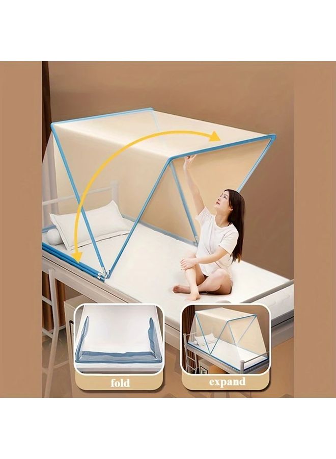ناموسية زرقاء قابلة للطي مع إطارين محمولة لسرير نوم الطلاب 75x31x31 بوصة - Image 2