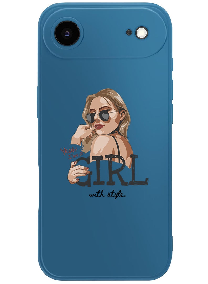 Theodor Protective Slim Fit Case Liquid Silicone Cover with Full Body Protection Anti-Scratch Shockproof Case For Apple iPhone 17 Air (Blue) Girl with Style - Image 1