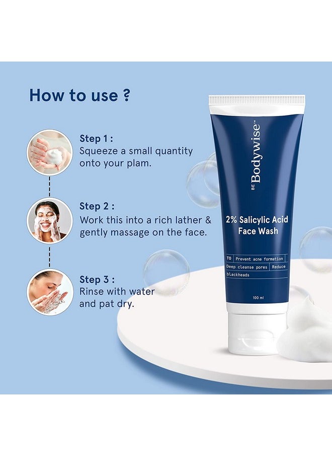 كن بودي غسول الجسم Be Bodywise 1% Salicylic Acid وغسول الوجه 2% Salicylic Acid | مع مستخلص الألانتوين والبابونج | ينظف البشرة بعمق ويمنع ظهور حب الشباب | خالٍ من البارابين وSLS | 350 مل  - Image 5