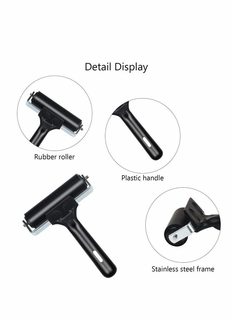 2Pcs Rubber Roller Brayer Rollers Glue Roller for Ink Paint Block Stamping, Printmaking Wallpaper and Arts & Crafts Soft Rubber Brayer Roller for Printmaking Wallpaper - Image 4