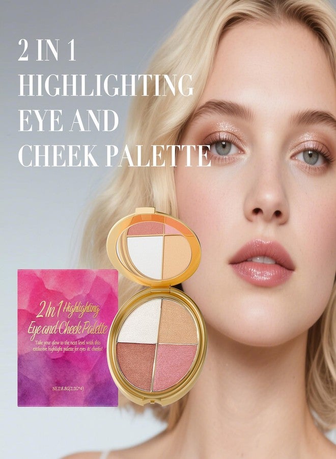 DENESTUP Eye & Cheek Palette, 4-In-1 Eyeshadow Face Blush Highlighter Palette, Shimmer Shine Shades for Eyes Cheeks Contour Powder Makeup Palettes Kit for Women - Image 5