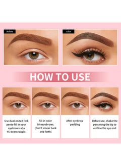 W3W Magic Microblading Eyebrow Pencil, Upgraded 3D 4-Tip eye brow pencils for women, 2-In-1 Eyebrow Pencil Dark Brown, Waterproof Eyebrow Pen To Create Natural Makeup(Dark brown)  - Image 5