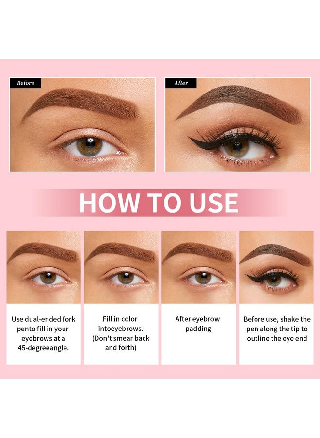 W3W Magic Microblading Eyebrow Pencil, Upgraded 3D 4-Tip eye brow pencils for women, 2-In-1 Eyebrow Pencil Dark Brown, Waterproof Eyebrow Pen To Create Natural Makeup(Dark brown)  - Image 5