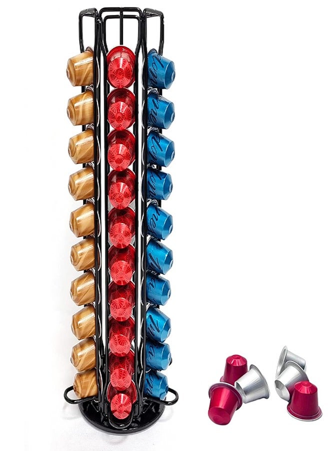 حامل كبسولات القهوة، حامل أكياس القهوة، تصميم دوار 360 درجة، رف تخزين القهوة لـ 40 قطعة حامل أكياس القهوة - Image 1