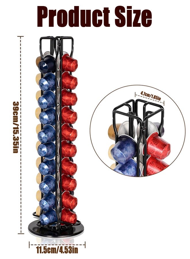 حامل كبسولات القهوة، حامل أكياس القهوة، تصميم دوار 360 درجة، رف تخزين القهوة لـ 40 قطعة حامل أكياس القهوة - Image 2