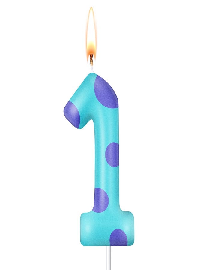 MTLEE Number Birthday Candle Monster Theme Candles Monster Cake Topper for Girl Boy Birthday Baby Shower Party Cake Decorations Supplies (Lake Blue,Number 1) - Image 1