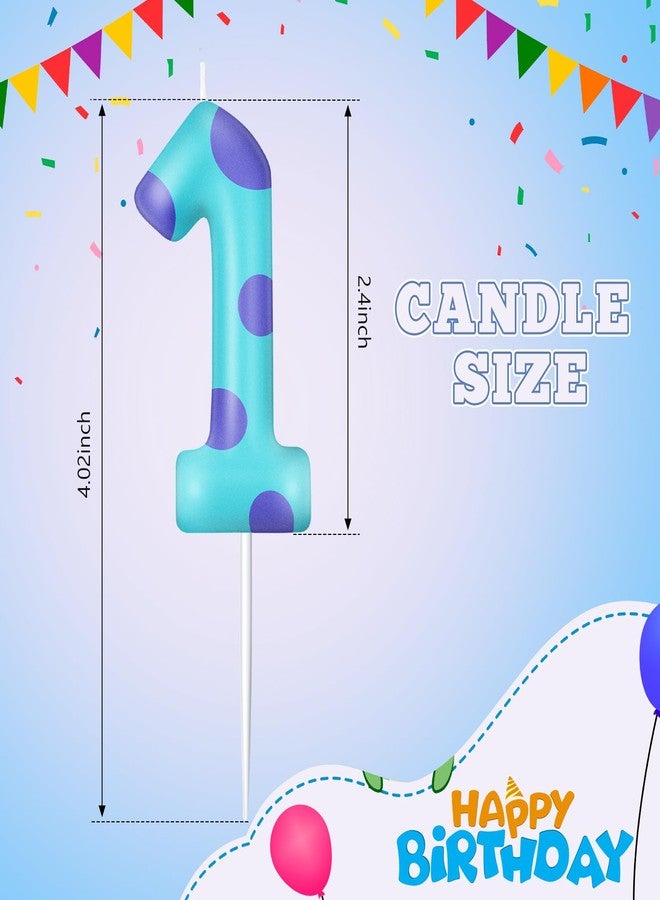 MTLEE Number Birthday Candle Monster Theme Candles Monster Cake Topper for Girl Boy Birthday Baby Shower Party Cake Decorations Supplies (Lake Blue,Number 1) - Image 2