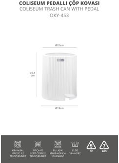 ‎okyanus Home Ocean Home Coliseum White Pedal Trash Can  - Image 4