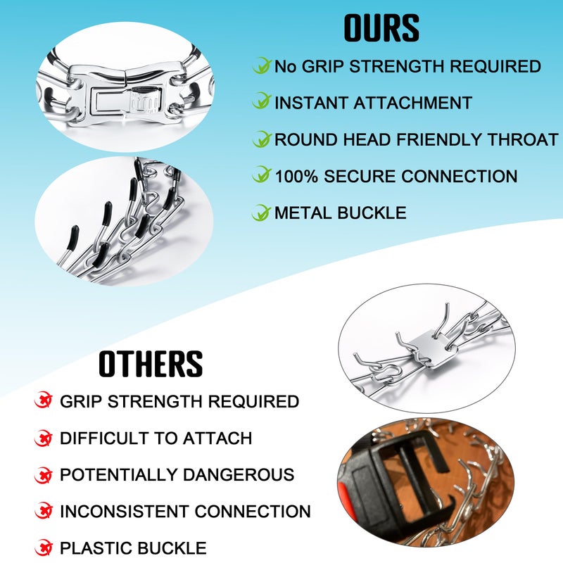 MOZETO Dog Collar, Adjustable Quick Release Stainless Steel Dog Training Collar with Metal Buckle for Small Medium Large Dogs - Image 5