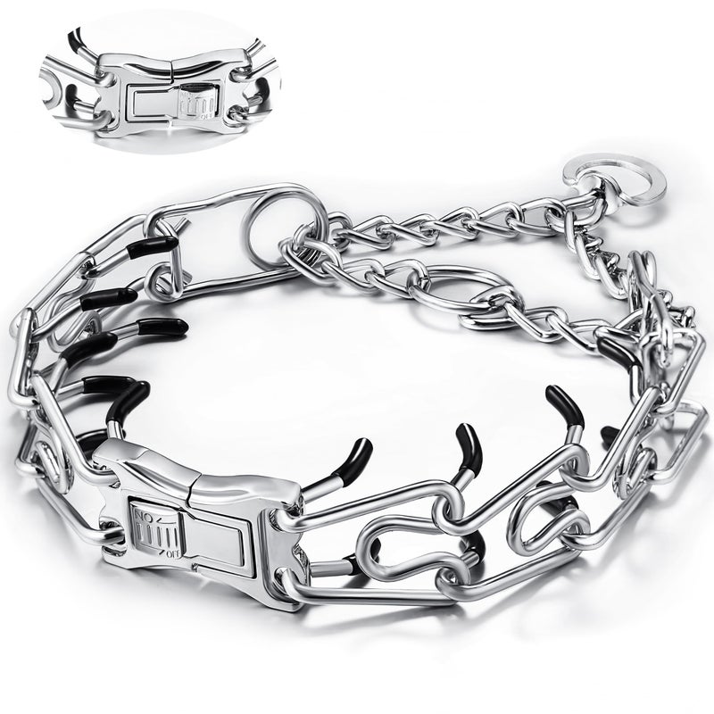 MOZETO Dog Collar, Adjustable Quick Release Stainless Steel Dog Training Collar with Metal Buckle for Small Medium Large Dogs - Image 1