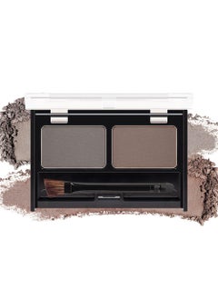 CAKAILA Brow Powder Kit,Long-Lasting Waterproof Two Colors Brow Filler Get Full Defined Natural Brows,Eyebrow Contour Palette with Double-ended Eyebrow Brush,sombra para cejas - Dark Brown+Grey 