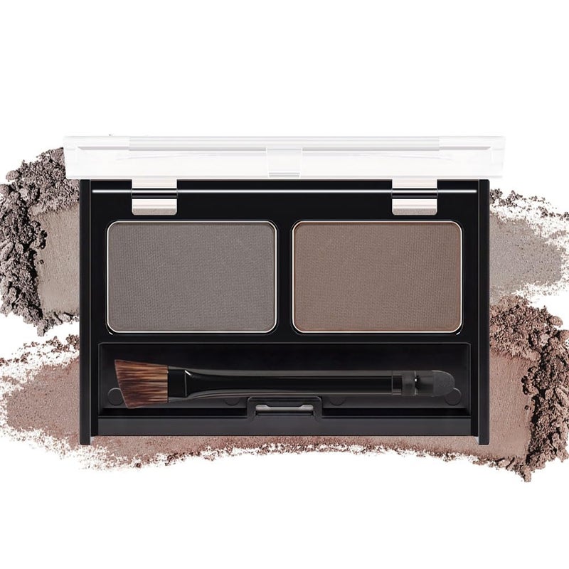 CAKAILA Brow Powder Kit,Long-Lasting Waterproof Two Colors Brow Filler Get Full Defined Natural Brows,Eyebrow Contour Palette with Double-ended Eyebrow Brush,sombra para cejas - Dark Brown+Grey 
