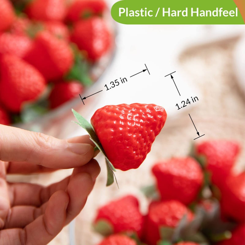 Joeabor 36 Pieces Fake Strawberries Fake Fruit Artificial Strawberry Kitchen D?cor Plastic Strawberry Party Decorations Realistic Fake Food Lifelike for Display Photography Props - Image 4