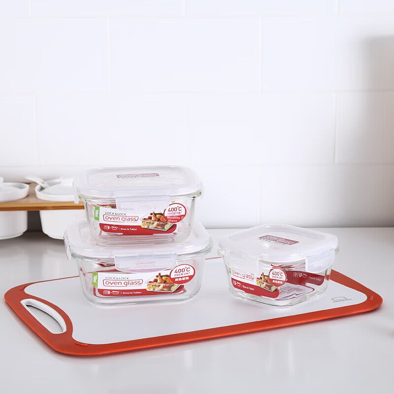 LOCK&LOCK Glass Food Container, Microwave-Safe Fruit Storage Box, Lunch Box [New Year Gift] LLG428_630ml - Image 1