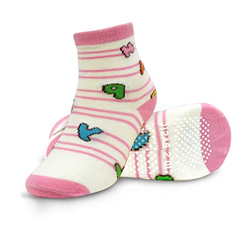 Tphon Toddler Boy Socks with Grips 12 Pairs Kids Anti Slip Cotton Crew Socks for Boys, Girls 5-7 Years - Image 4