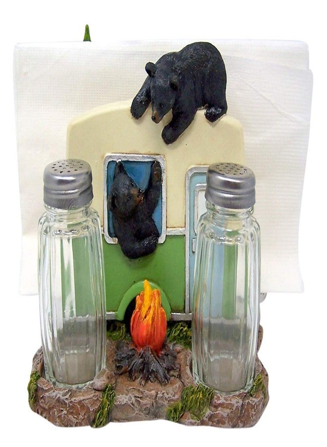 DeLeon Collections Rustic Kithcen Accessory- Black Bear in a Camper Salt and Pepper Shaker and Napkin Holder, 5 Inch (Shakers Included) - Image 4