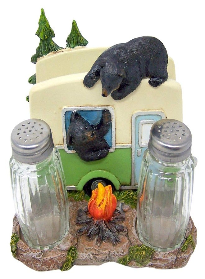 DeLeon Collections Rustic Kithcen Accessory- Black Bear in a Camper Salt and Pepper Shaker and Napkin Holder, 5 Inch (Shakers Included) - Image 2