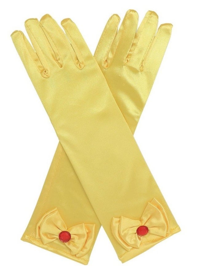 Princess Dress Up Accessories Gift Set For Belle Crown Scepter Necklace Earrings Gloves, Yellow, 5 Pieces  - Image 4