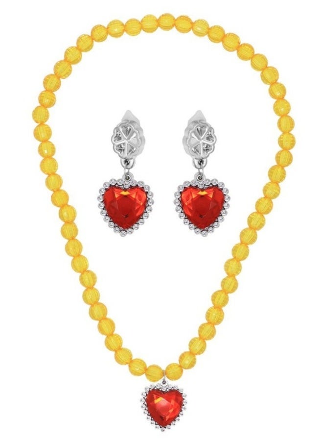 Princess Dress Up Accessories Gift Set For Belle Crown Scepter Necklace Earrings Gloves, Yellow, 5 Pieces  - Image 2