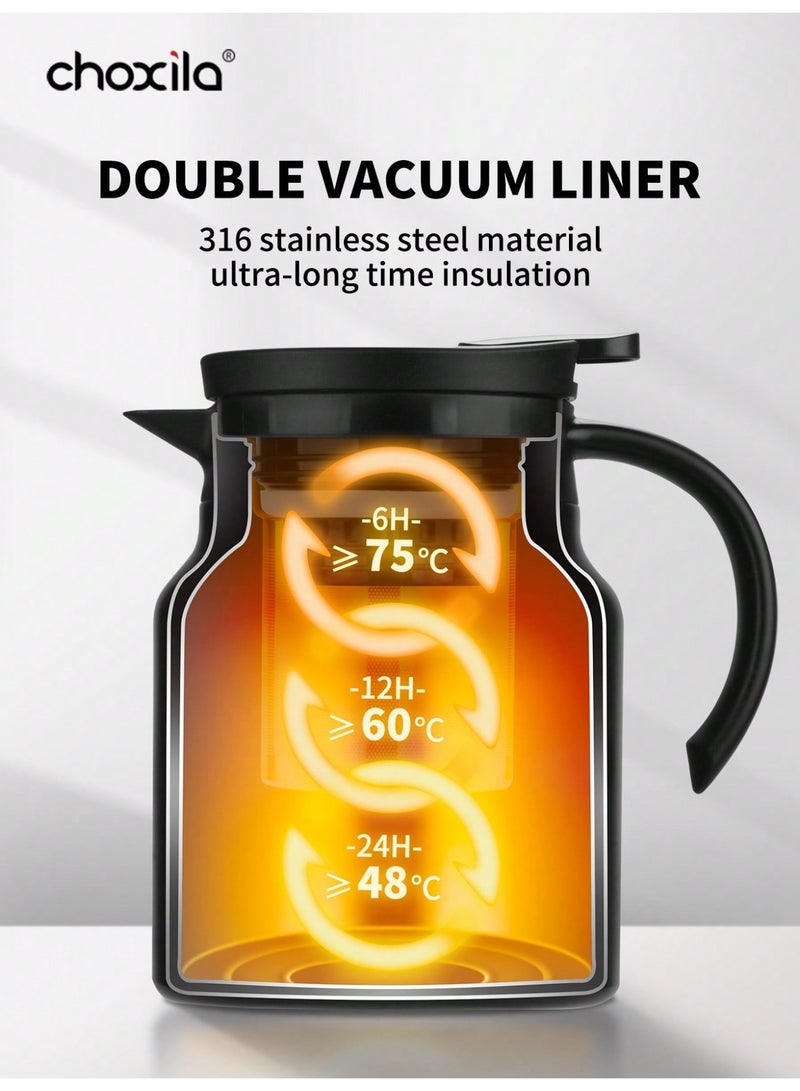 choxila 3pcs/set V60 Stainless Steel Coffee Pot, 1000ml Coffee Pot,  Gift, Insulated Coffee Carafe,   Including One Insulated Coffee Carafe and Two Double-Walled Coffee Cups - Image 5