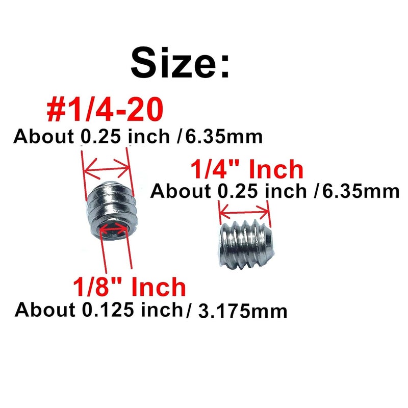 ZDingTech 50pcs Set Screws 1/4-20 x 1/4" inch 304 Stainless Steel Allen Head Hex Hexagon Socket Set Screws with 1/8" Allen Wrench,Set Grub Screws Hex Allen Head Socket Set Screws.(1/4" Length) - Image 3