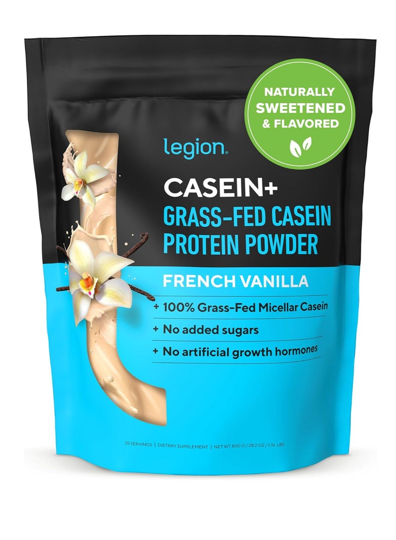 Legion Casein+ Vanilla Pure Micellar Casein Protein Powder - Non-GMO Grass Fed Cow Milk, Natural Flavors & Stevia, Low Carb, Keto Friendly - Best Pre Sleep (PM) Slow Release Muscle Recovery Drink 2lb
