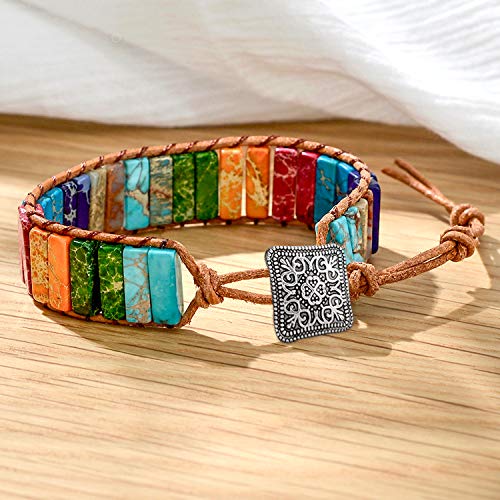 sedmart Fashion Gemstone Handmade Bracelets Jewelry Multicolor Yoga Friendship Boho Leather Bracelets - Image 3