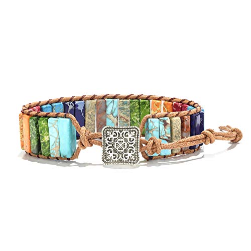 sedmart Fashion Gemstone Handmade Bracelets Jewelry Multicolor Yoga Friendship Boho Leather Bracelets - Image 1